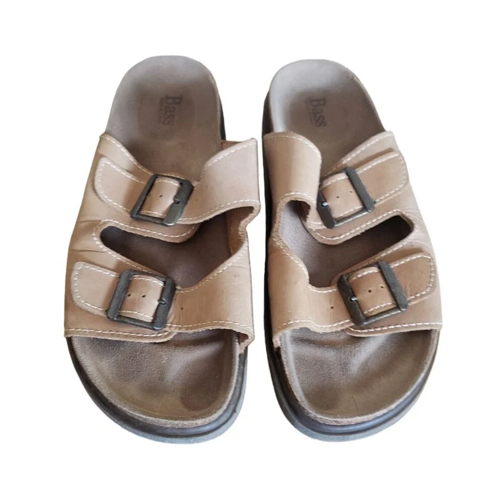 GH Bass & Co D Tan BELMAR Double Strap Sandals Men's Size 13M Made in Italy
